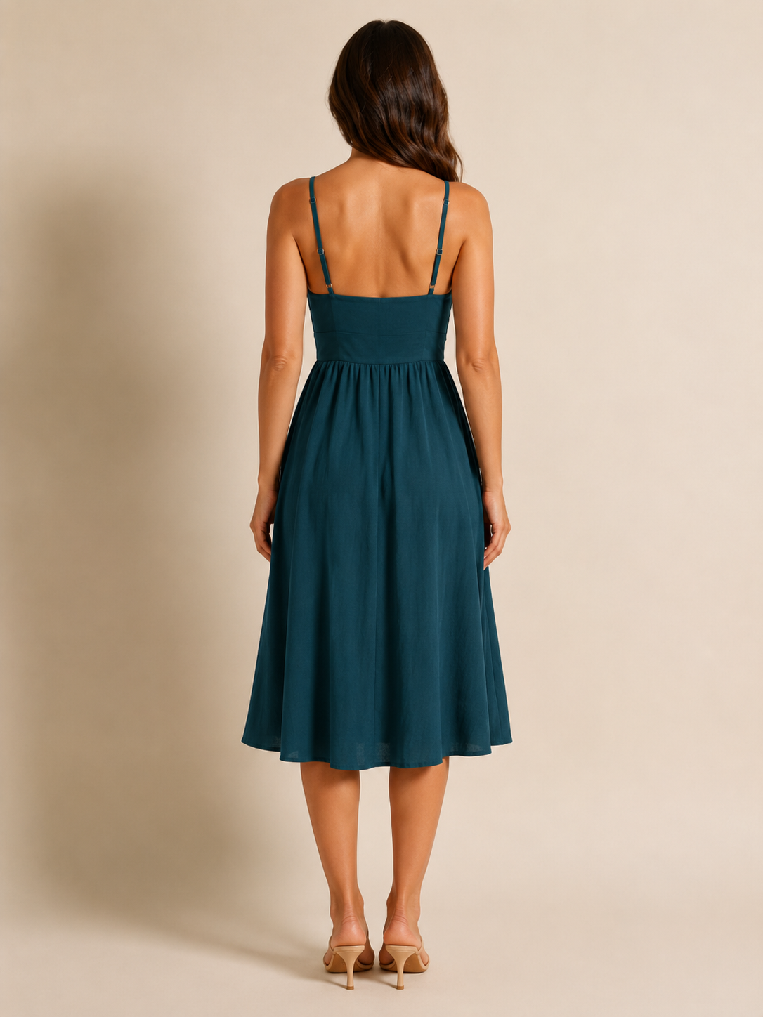 Pia | Button-Front Bow Detail Midi Dress