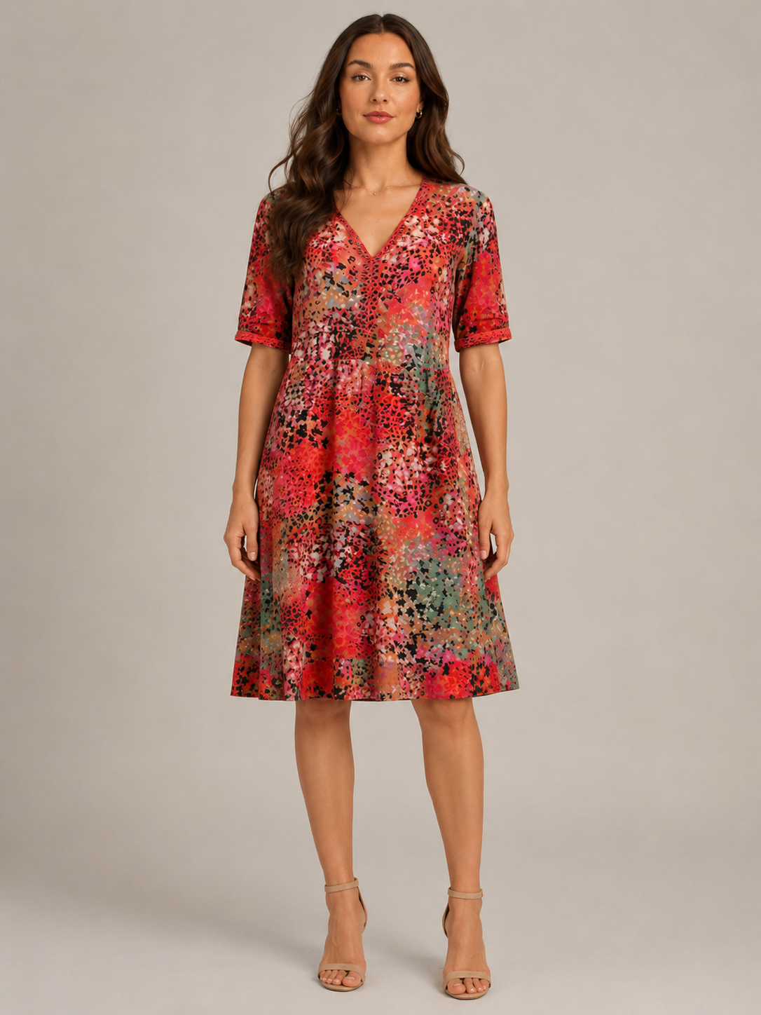 Giselle | V-Neck Side Pocket Midi Dress
