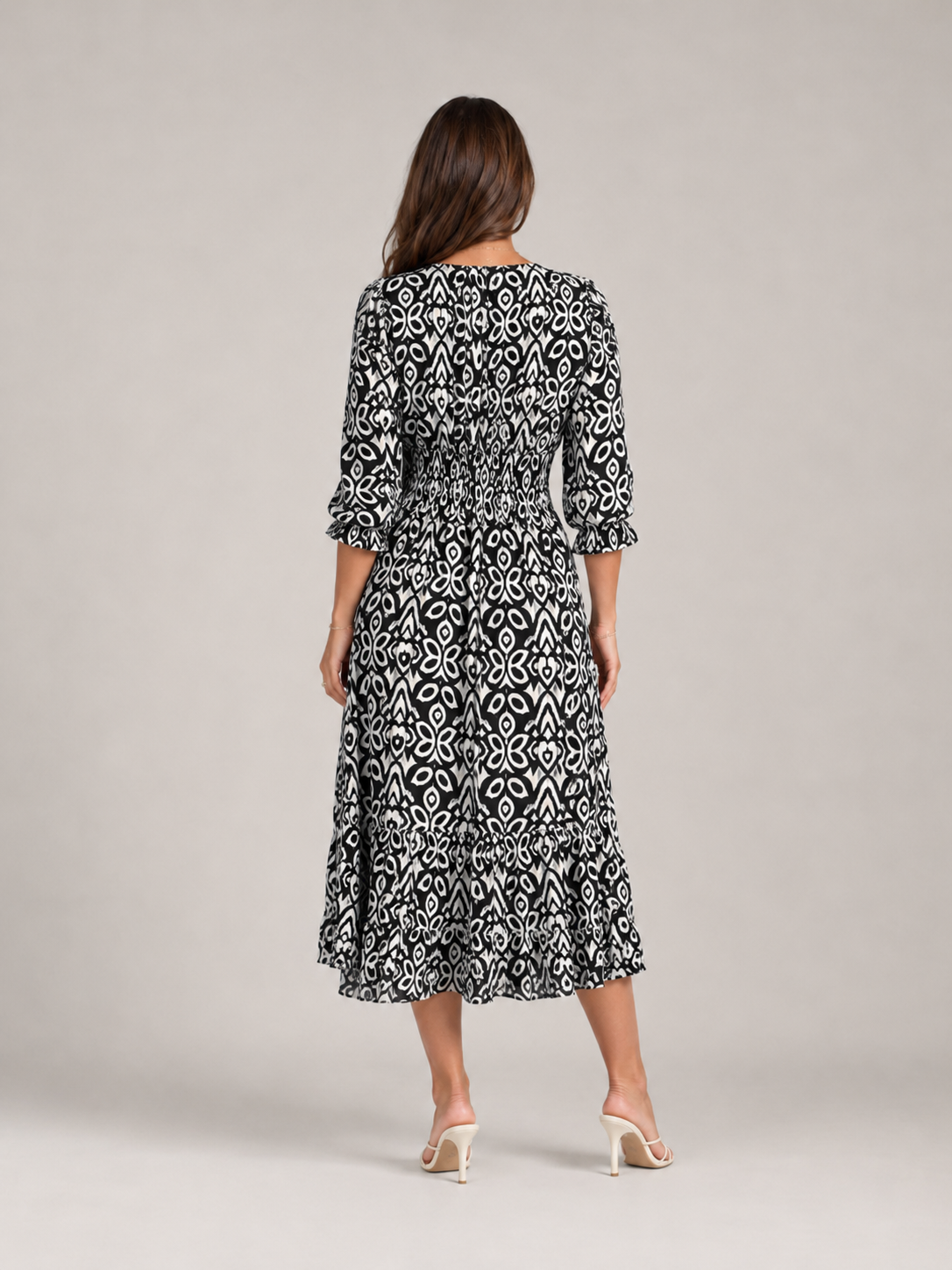 Everly | V-Neck Graphic Print Boho Maxi Dress