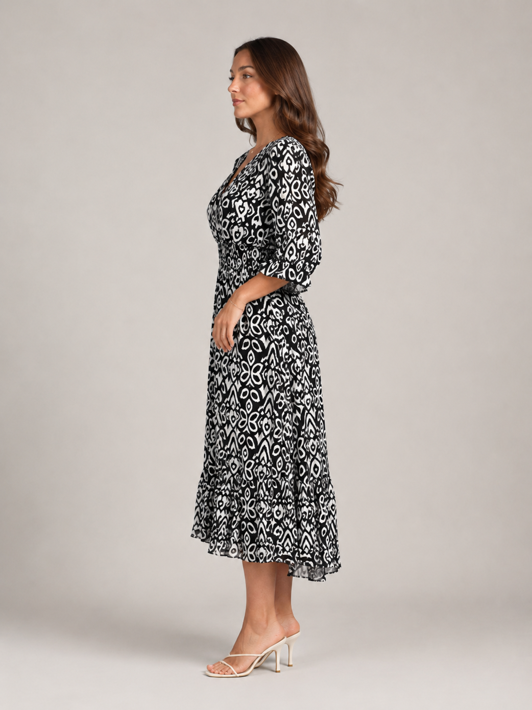 Everly | V-Neck Graphic Print Boho Maxi Dress