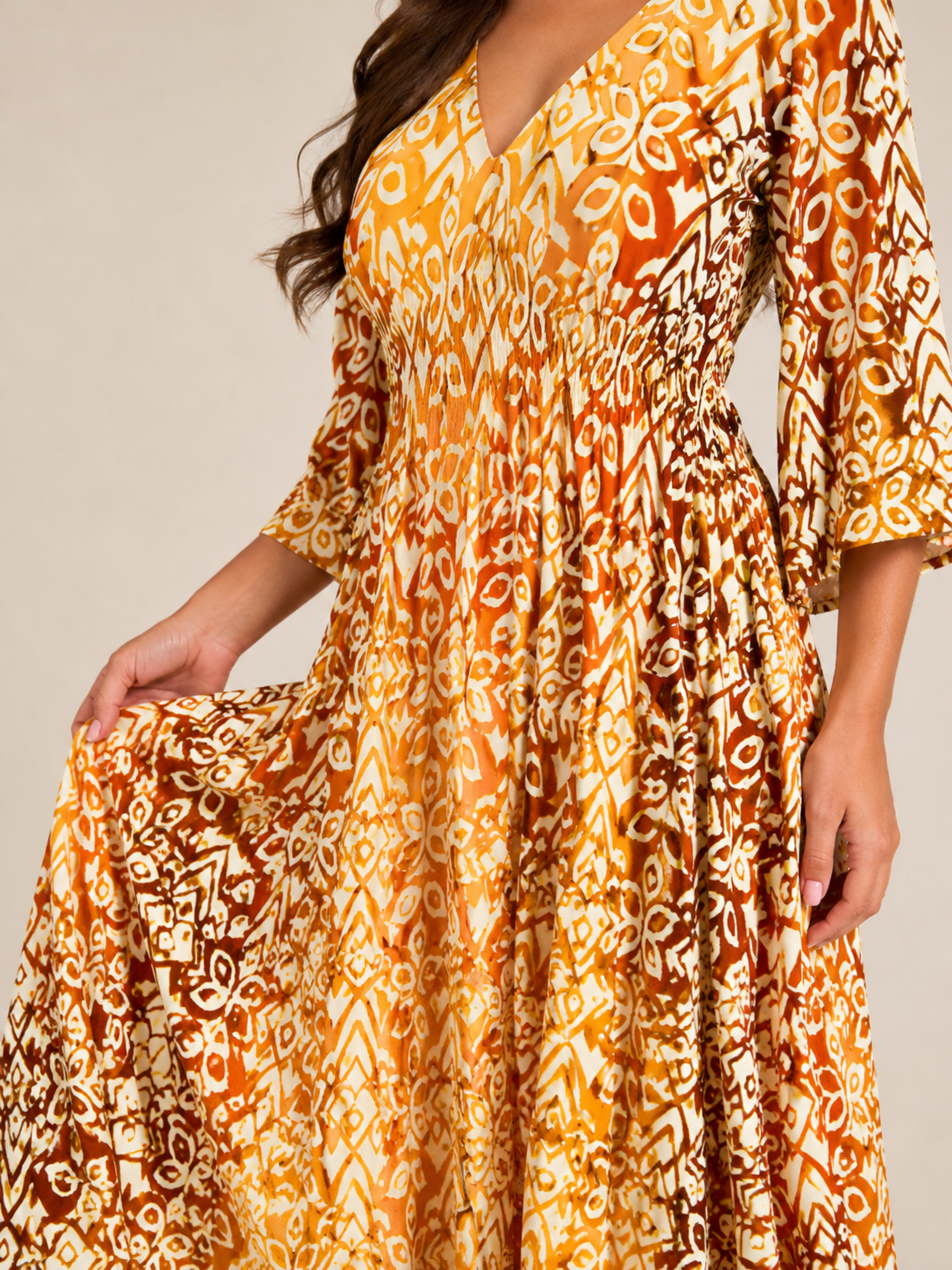 Everly | V-Neck Graphic Print Boho Maxi Dress