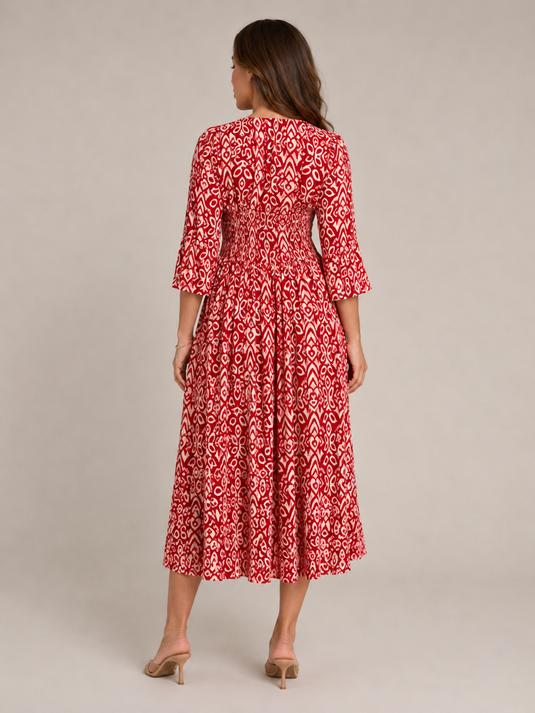 Everly | V-Neck Graphic Print Boho Maxi Dress