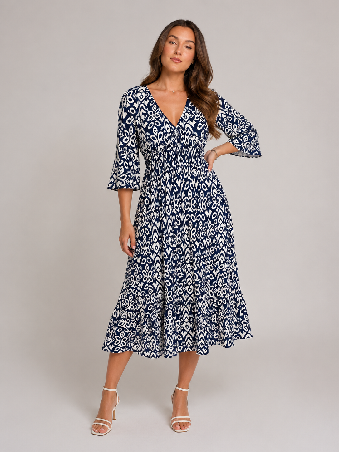 Everly | V-Neck Graphic Print Boho Maxi Dress