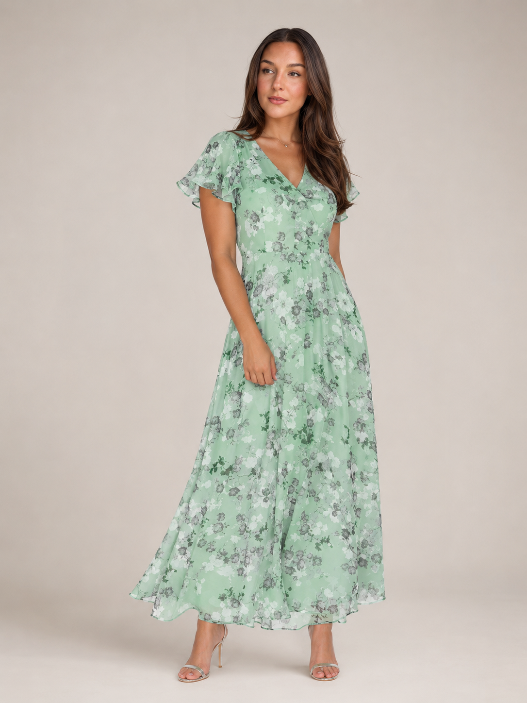 Adriana | Floral Print Butterfly Sleeve Maxi Dress