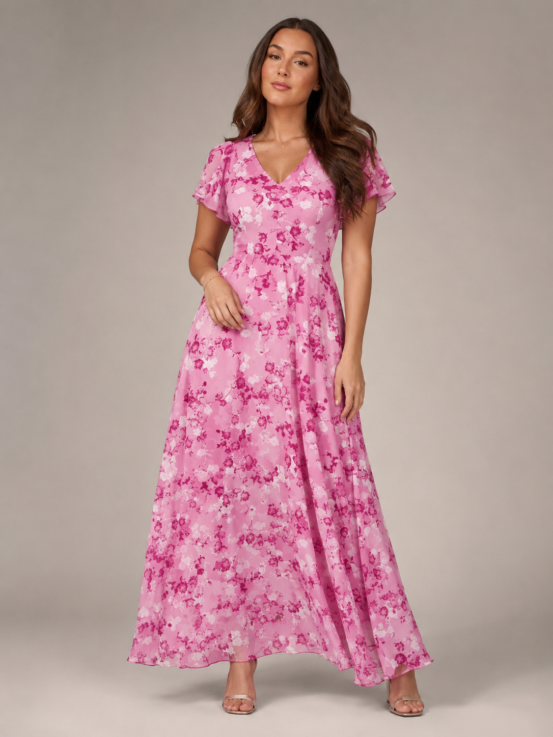 Adriana | Floral Print Butterfly Sleeve Maxi Dress