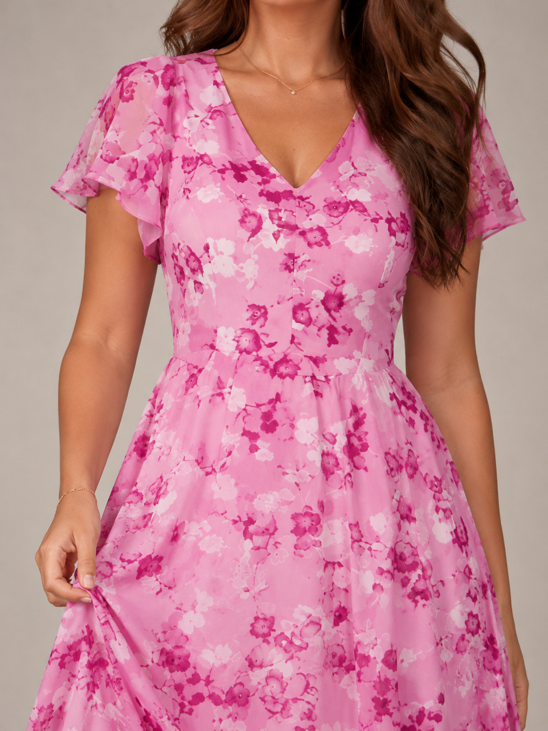 Adriana | Floral Print Butterfly Sleeve Maxi Dress