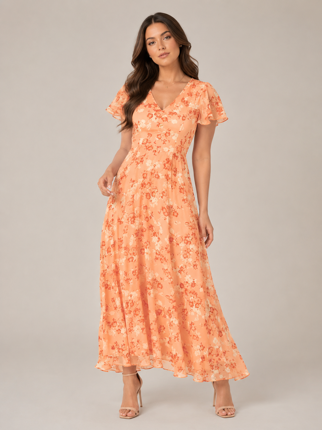 Adriana | Floral Print Butterfly Sleeve Maxi Dress