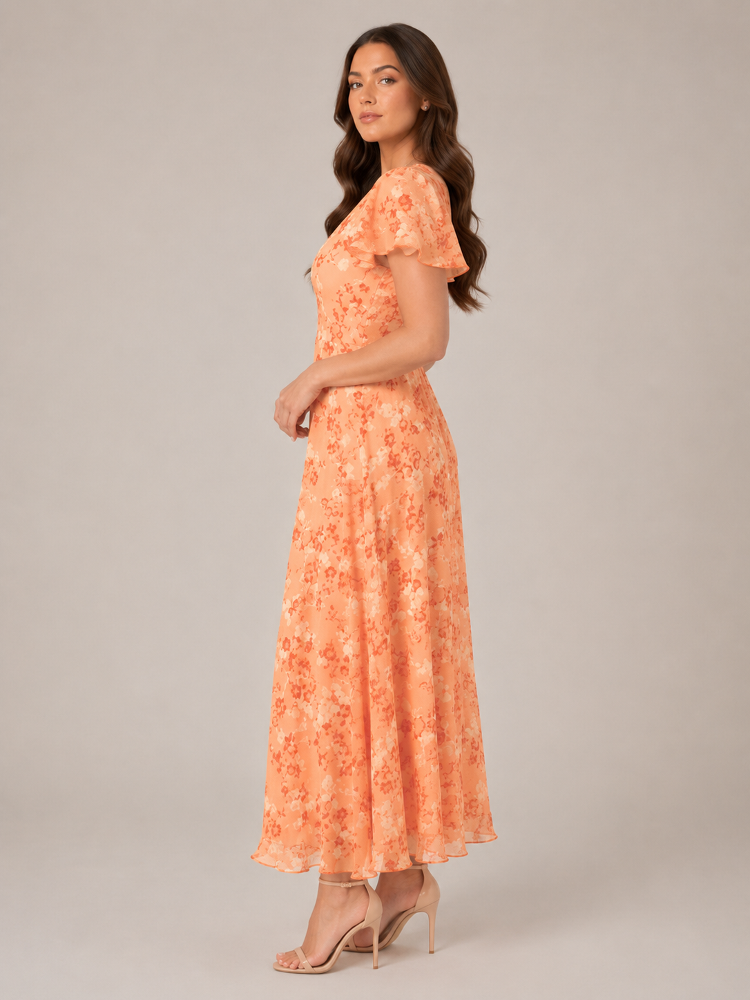 Adriana | Floral Print Butterfly Sleeve Maxi Dress