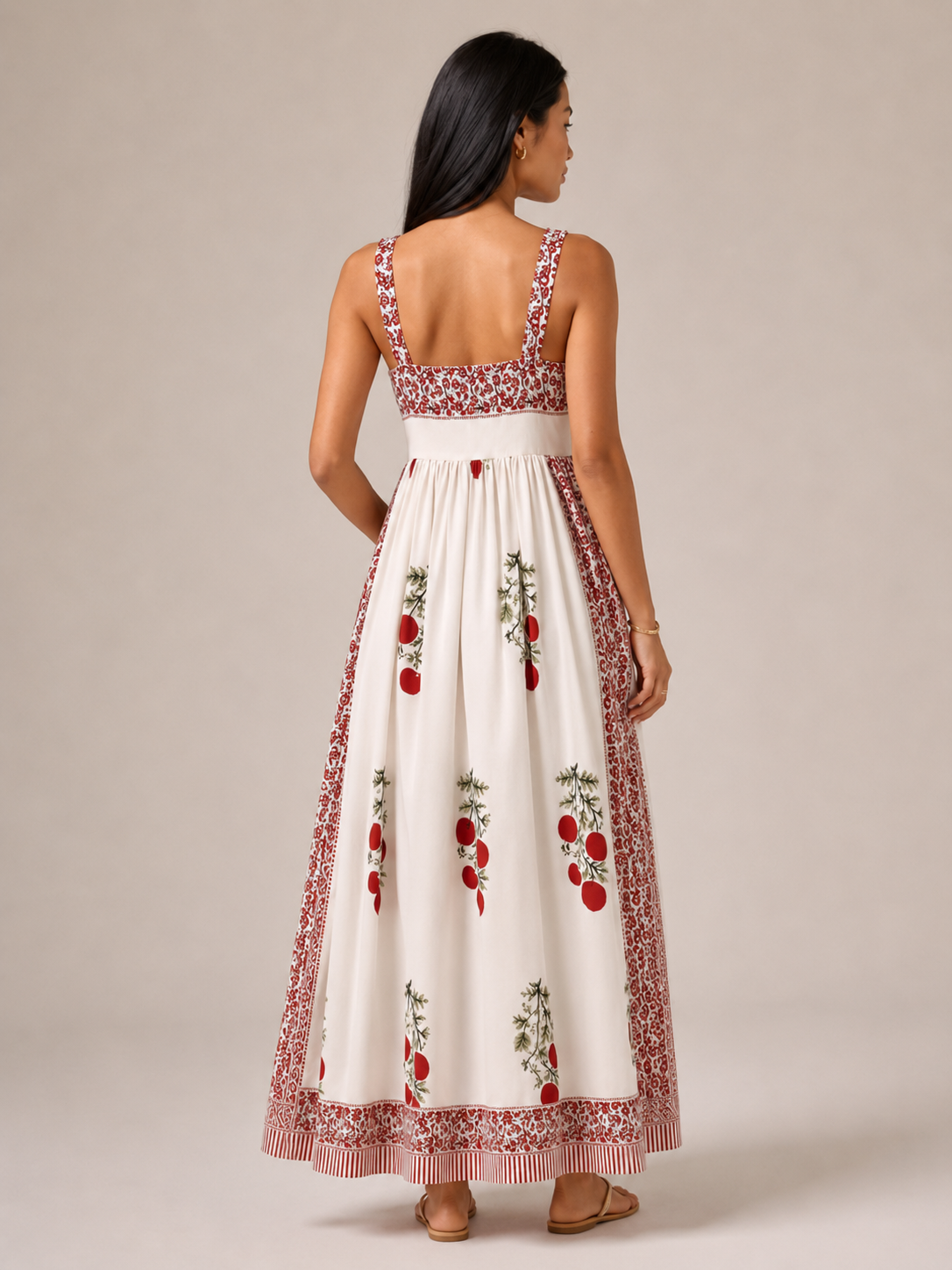 Sabine | Wide Strap Square Neck Boho Maxi Dress
