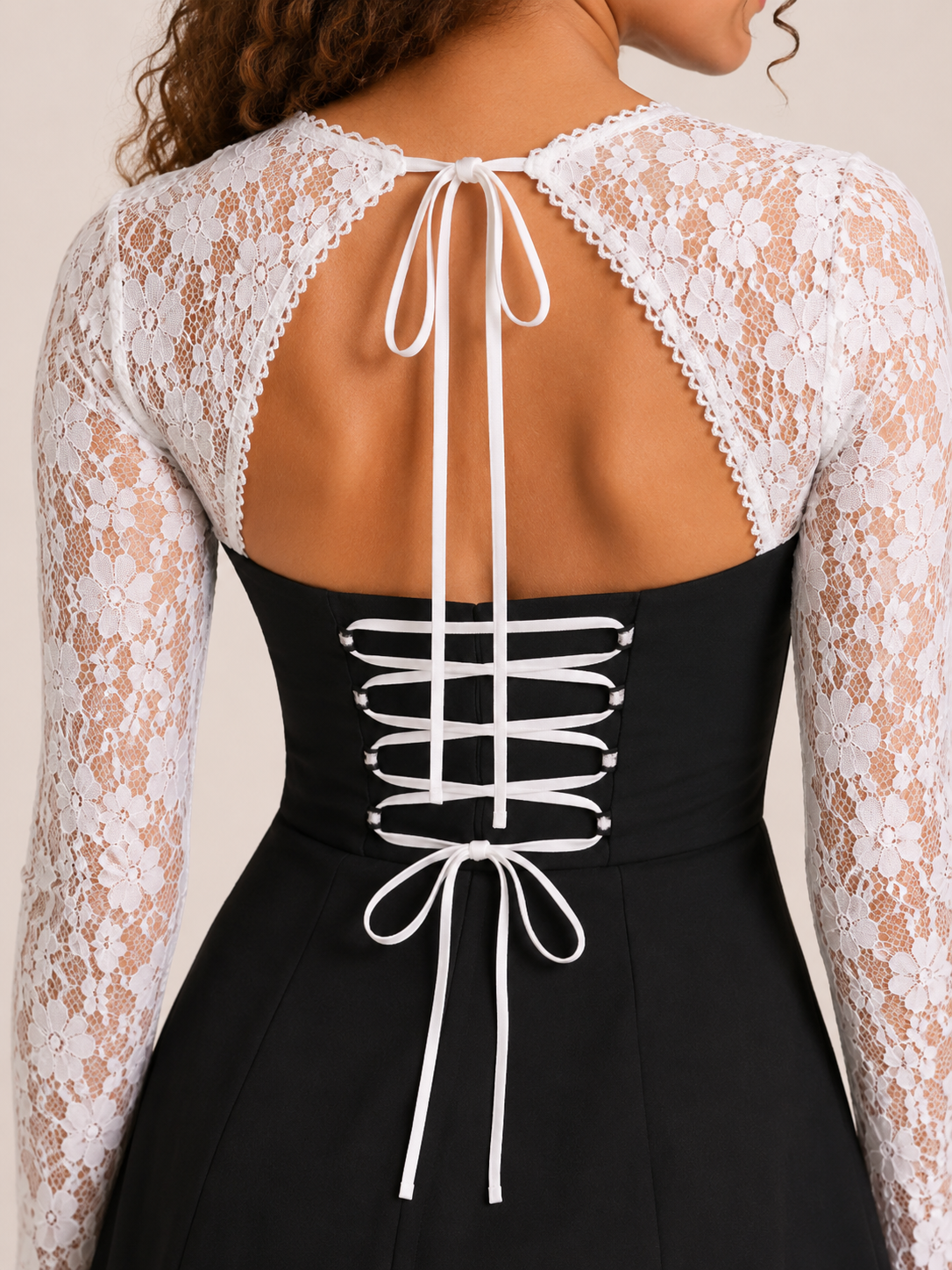 Katrina | Long Sleeve Lace Corset Back Mini Dress