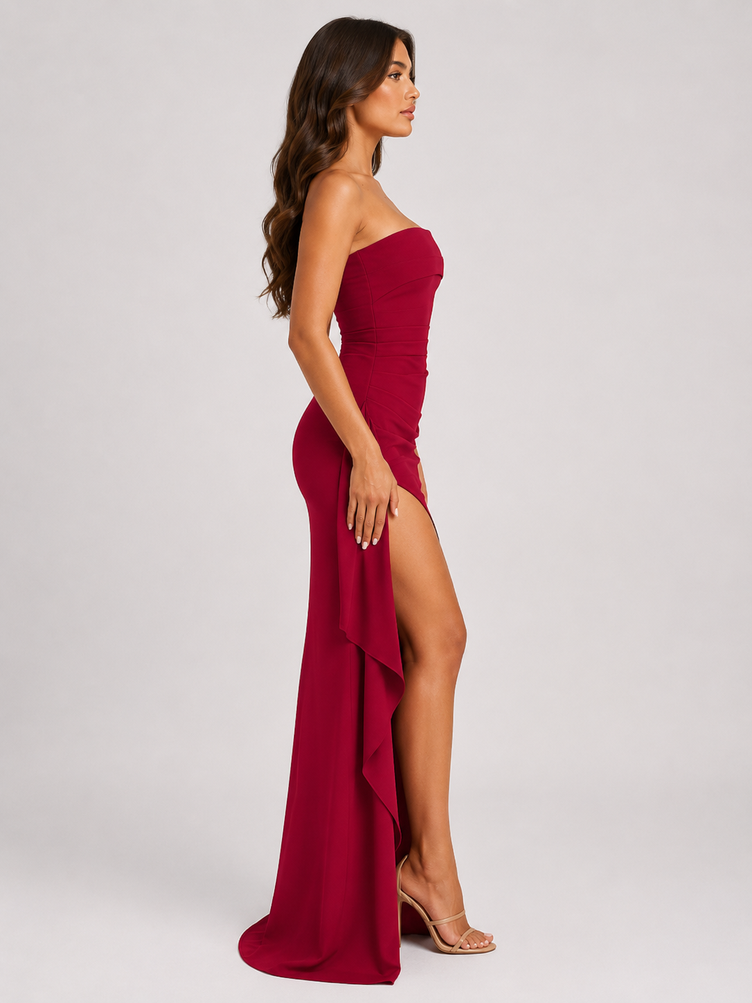 Ada | Strapless Side Split Maxi Dress