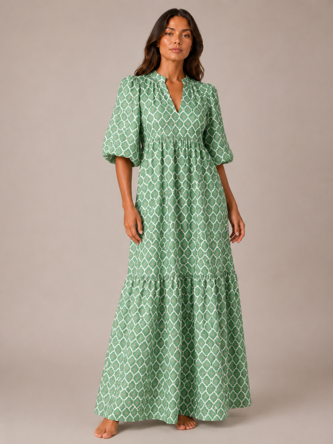 Paola | V-Neck Printed Maxi Dress
