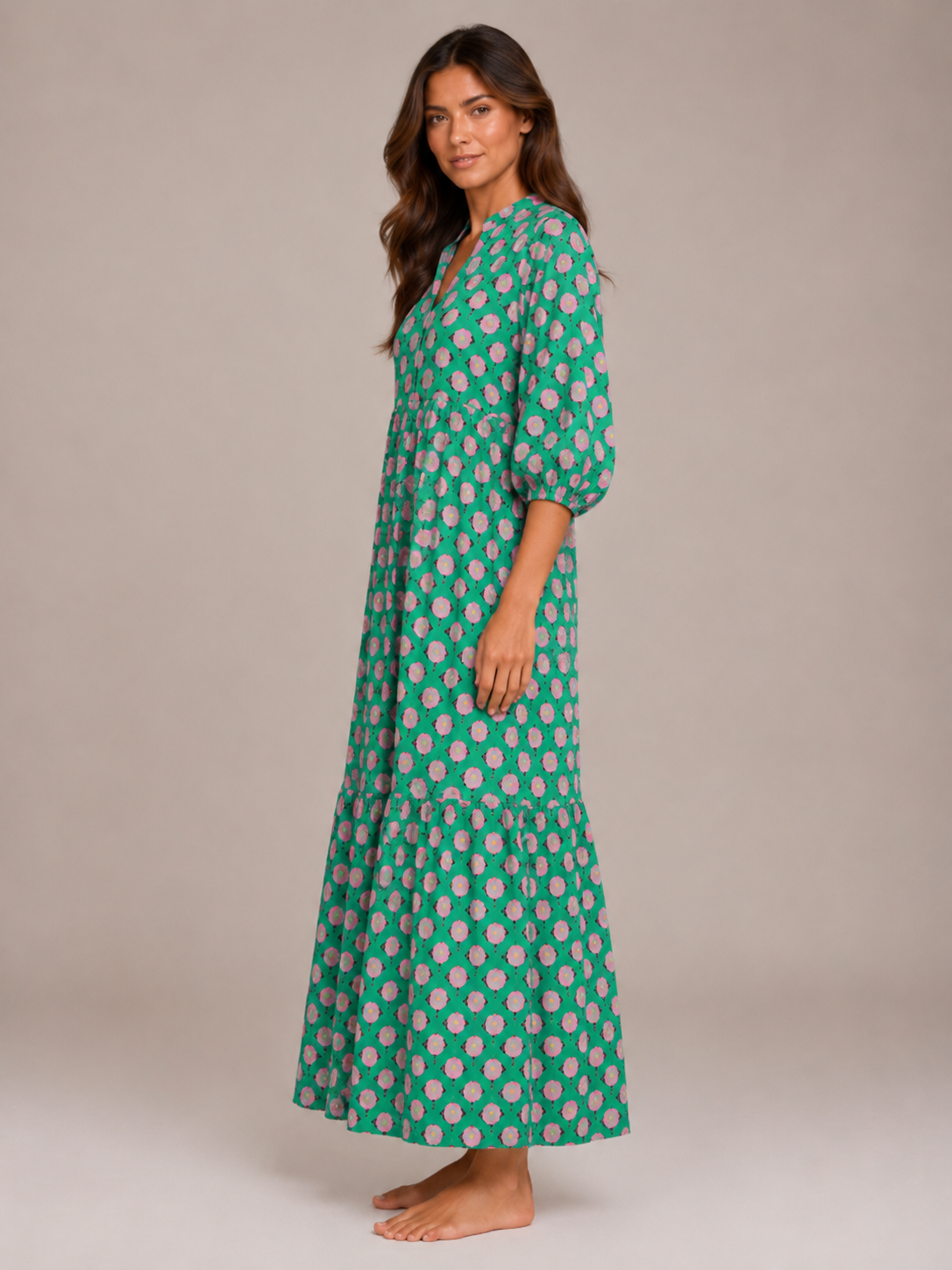 Paola | V-Neck Printed Maxi Dress