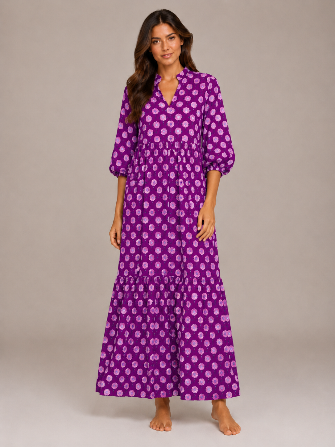 Paola | V-Neck Printed Maxi Dress