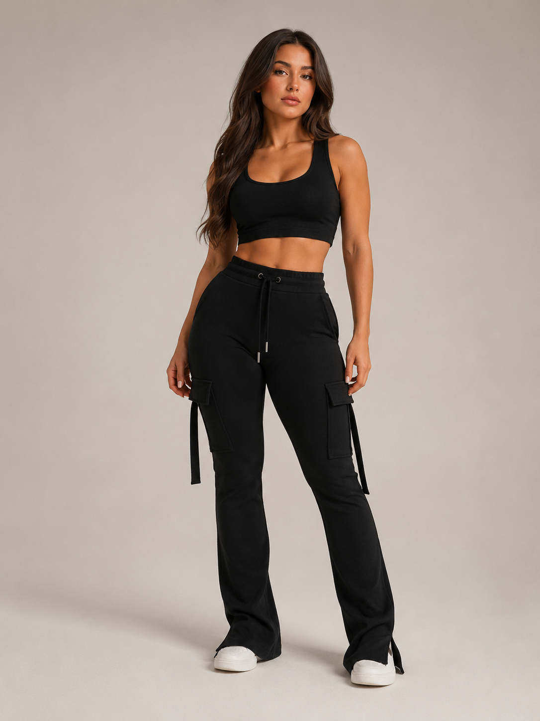 Brooke | High-Waist Flared Cargo Trousers
