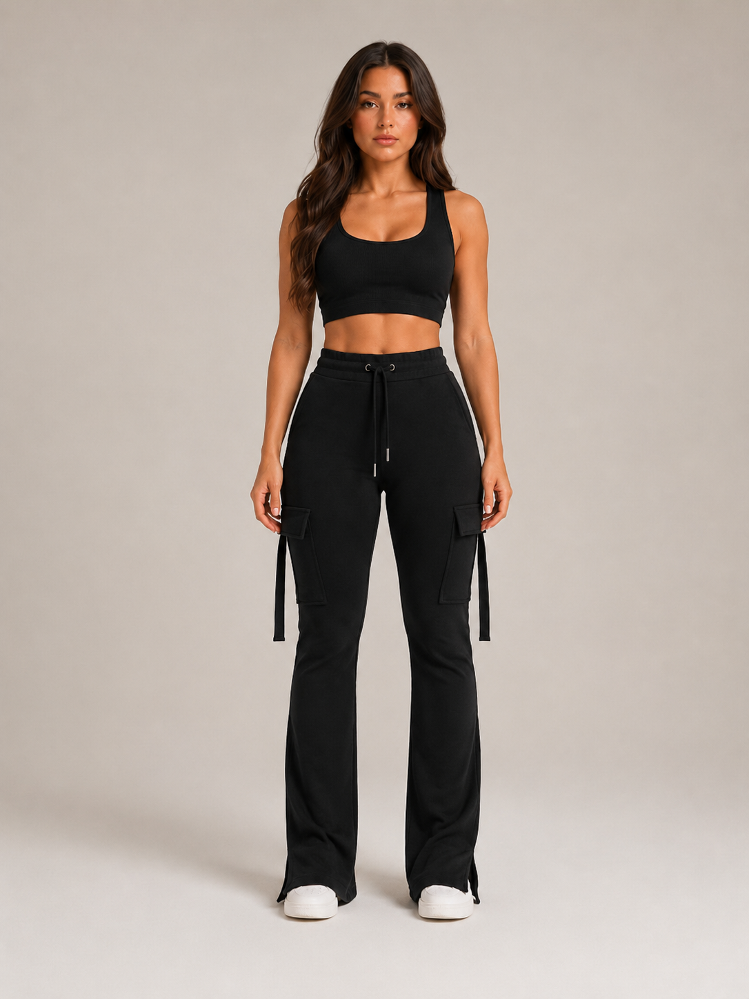 Brooke | High-Waist Flared Cargo Trousers