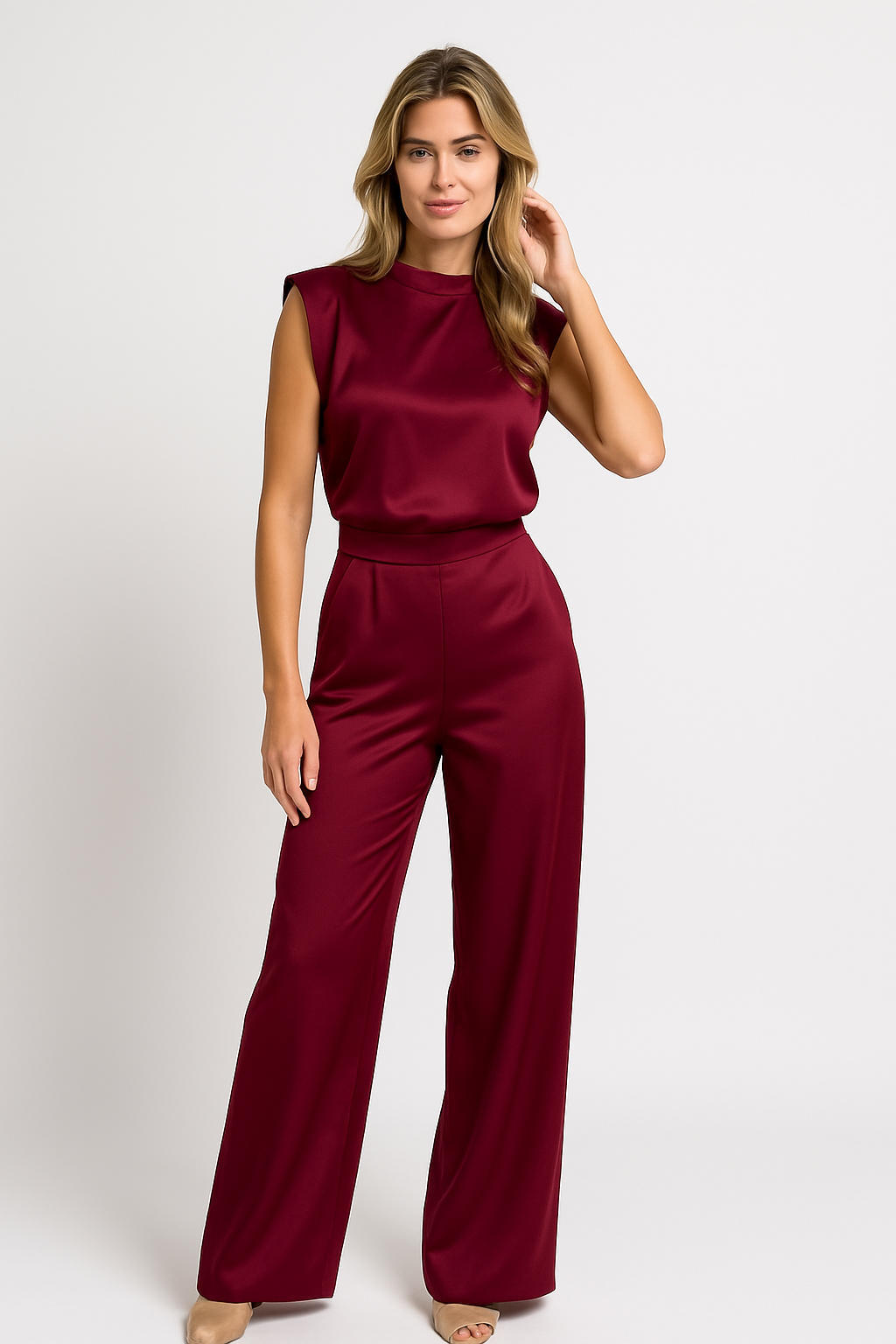 Brooke | Wide Leg Satin-Look Jumpsuit