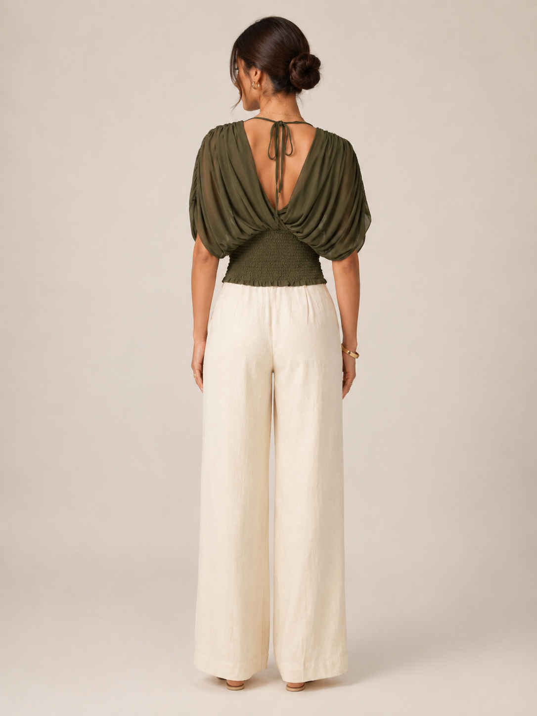 Jimena | V-Neck Draped Sleeve Top