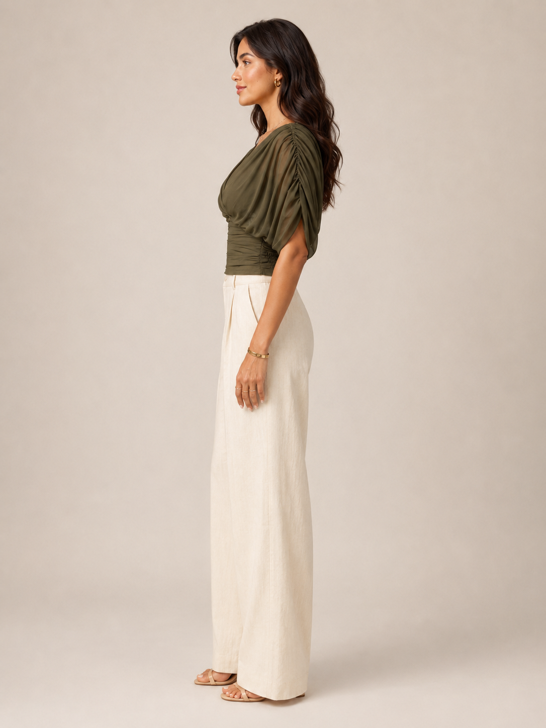 Jimena | V-Neck Draped Sleeve Top