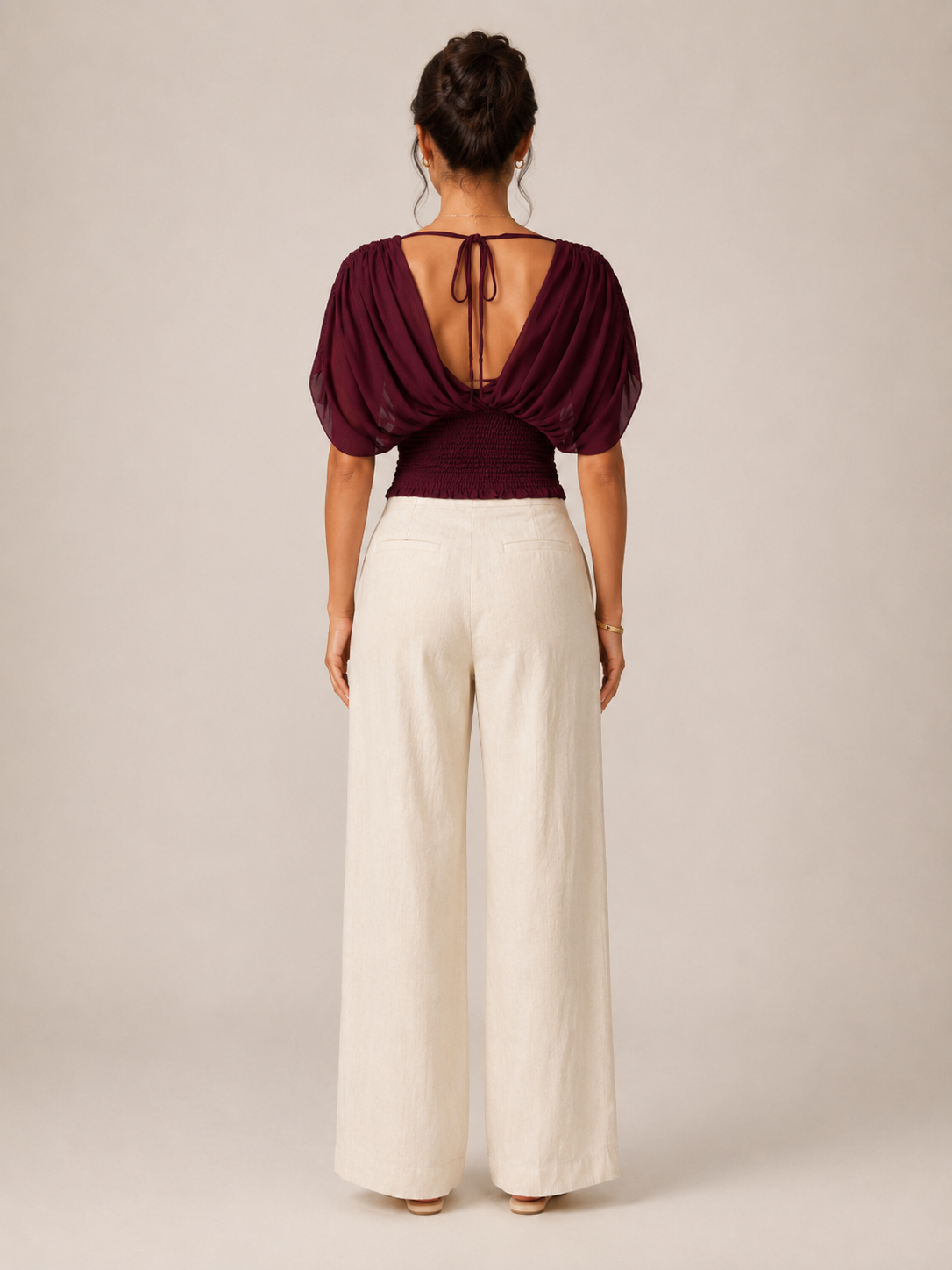 Jimena | V-Neck Draped Sleeve Top