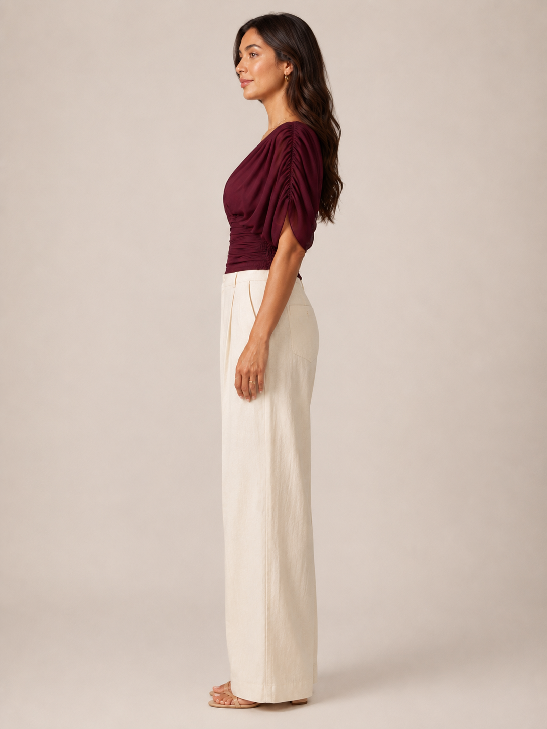 Jimena | V-Neck Draped Sleeve Top