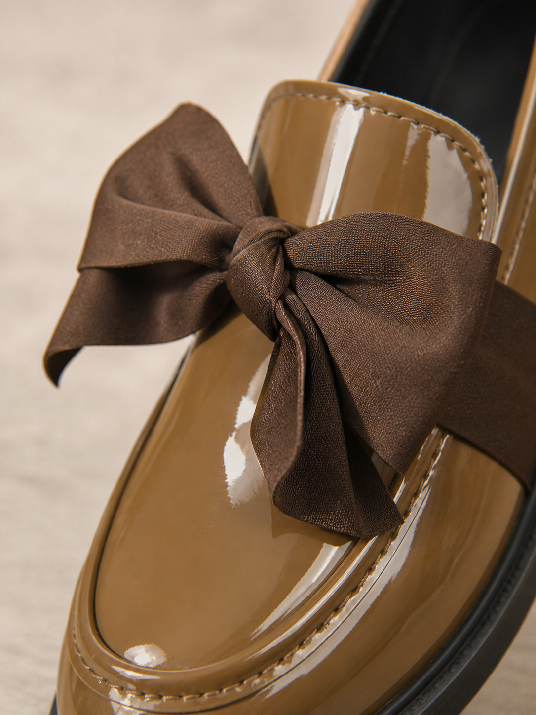 Emerson | Bow Detail Leather-Look Loafers