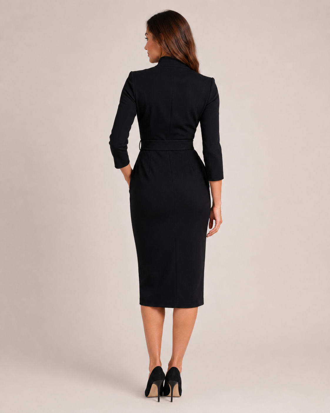 Peyton | Belted V-Neck Blazer Midi Dress