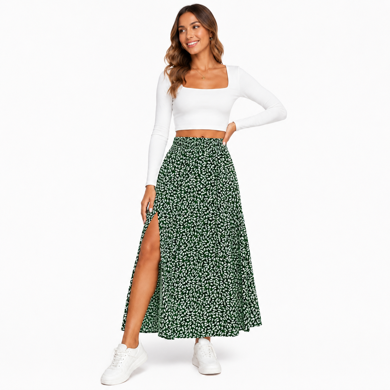 Della | Ditsy Floral Print Maxi Skirt
