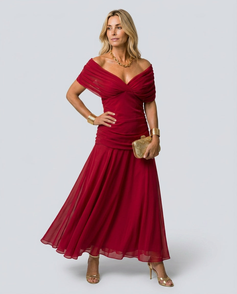 Orlene | Off-Shoulder Flowy Midi Dress