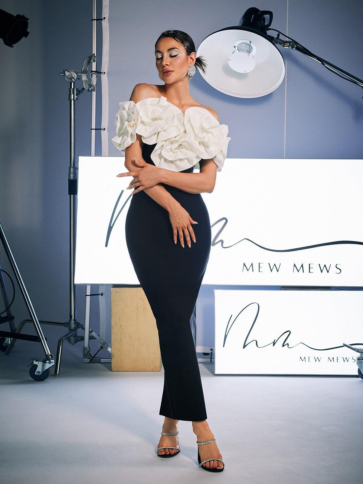 Adeline | Off-Shoulder Floral Bandage Midi Dress
