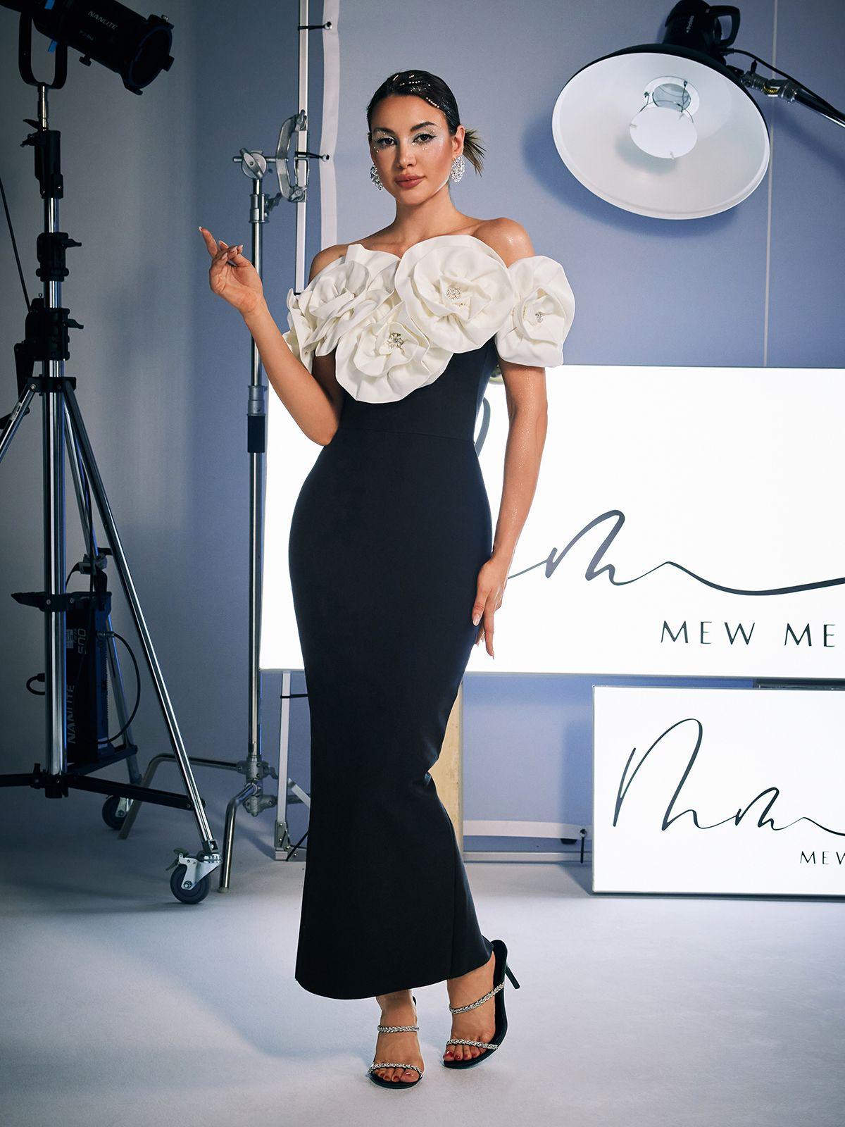 Adeline | Off-Shoulder Floral Bandage Midi Dress