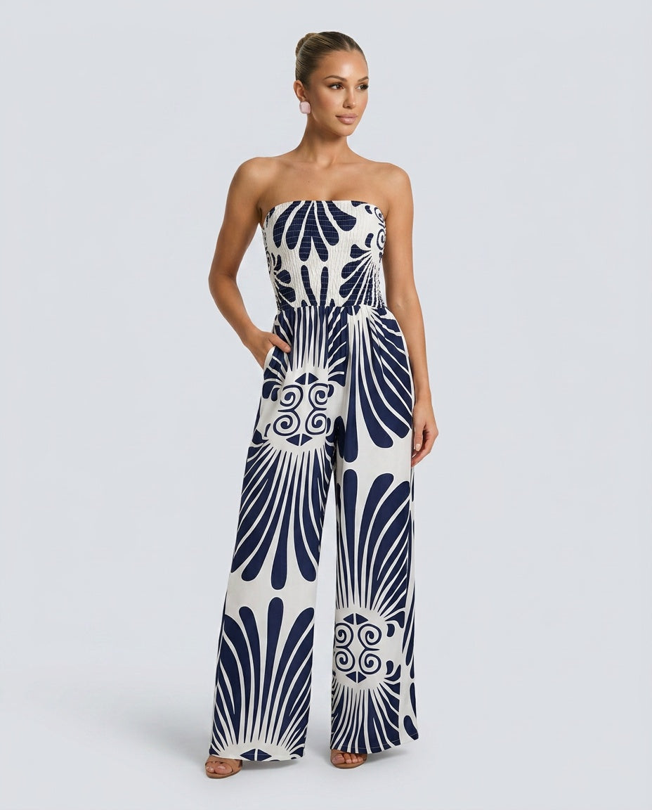 Jimena | Strapless Printed Ruched Maxi Dress