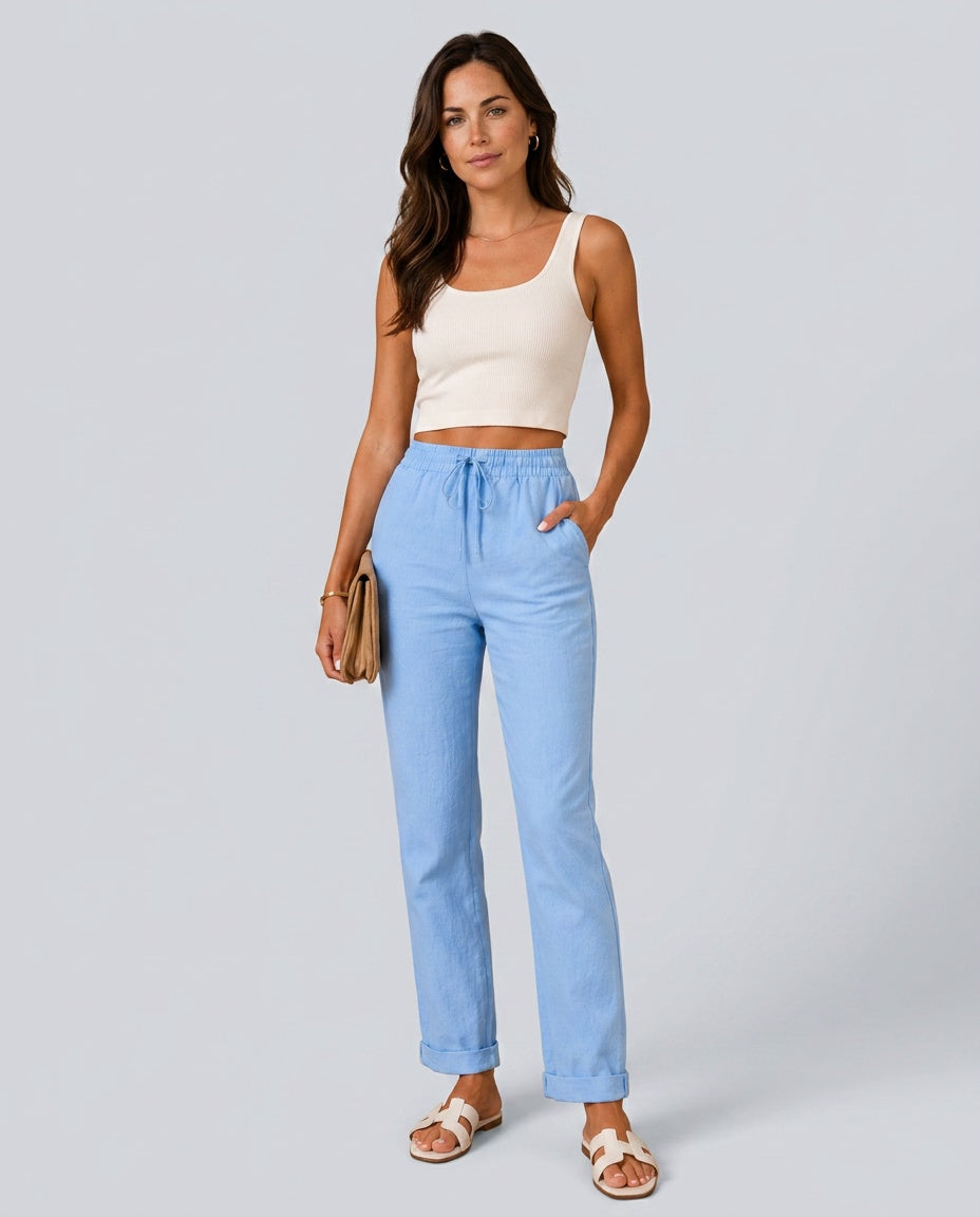 Marisol | Relaxed Straight Leg Linen-Blend Trousers