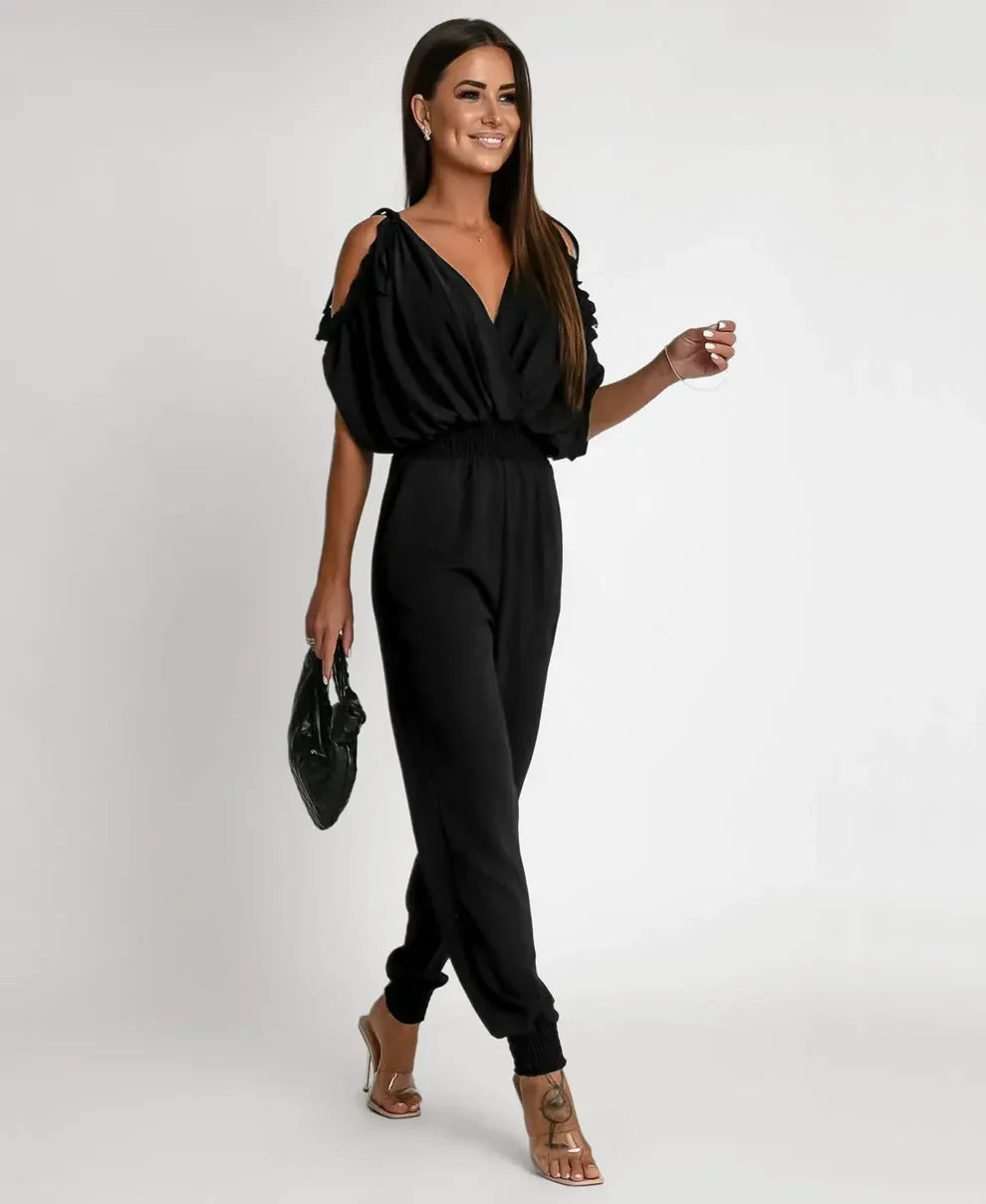 Della | Cut-Out Shoulder Cocktail Jumpsuit