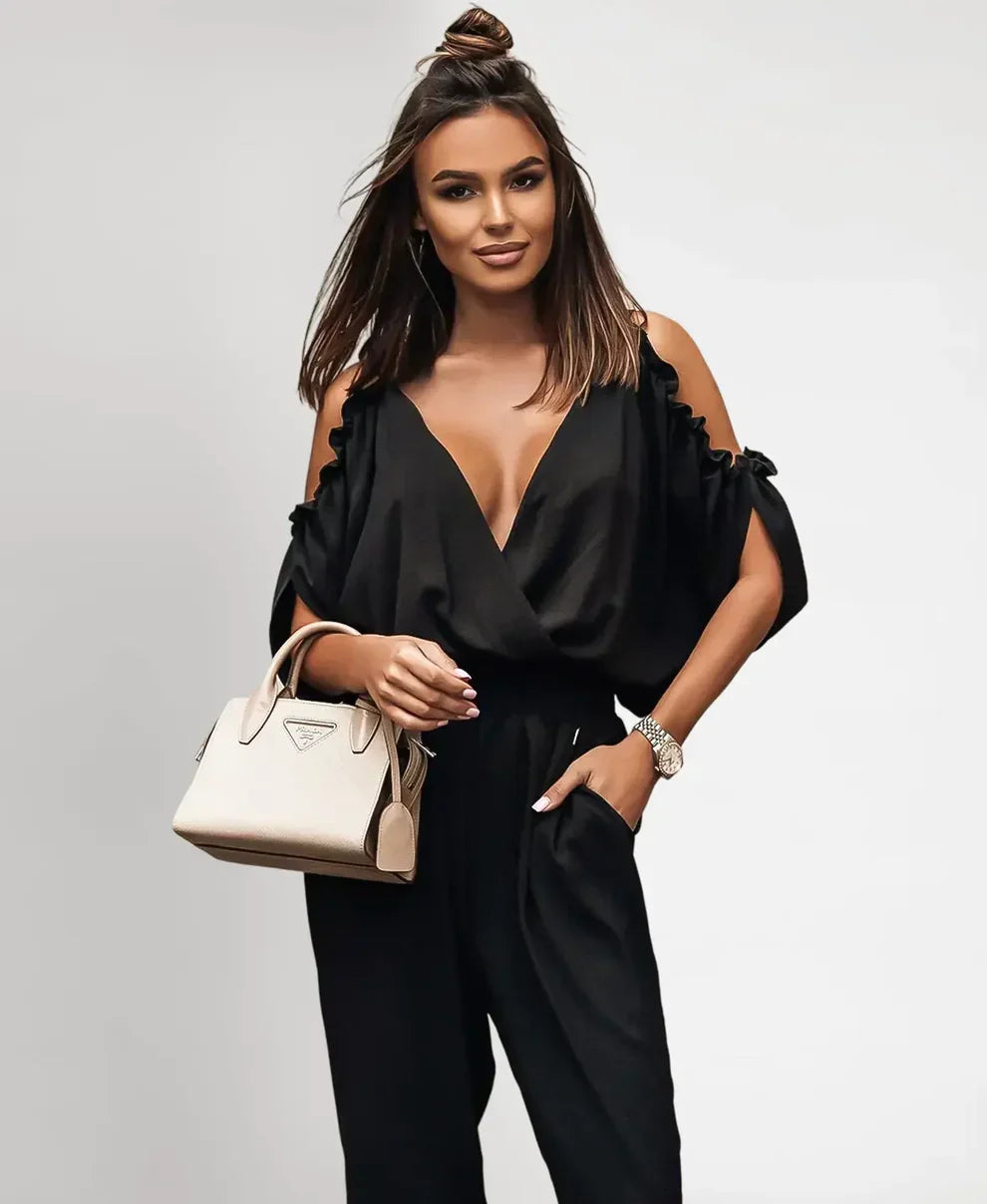 Della | Cut-Out Shoulder Cocktail Jumpsuit