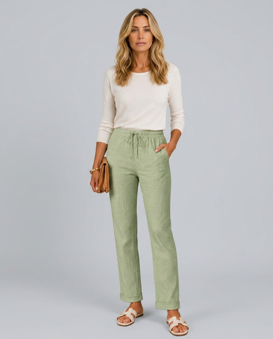 Marisol | Relaxed Straight Leg Linen-Blend Trousers
