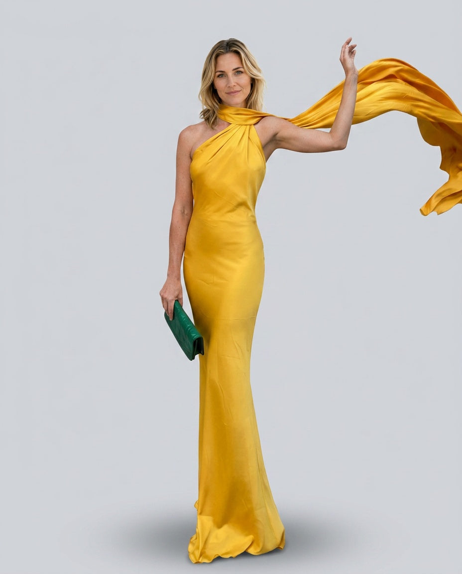 Celeste | Draped One-Shoulder Maxi Dress