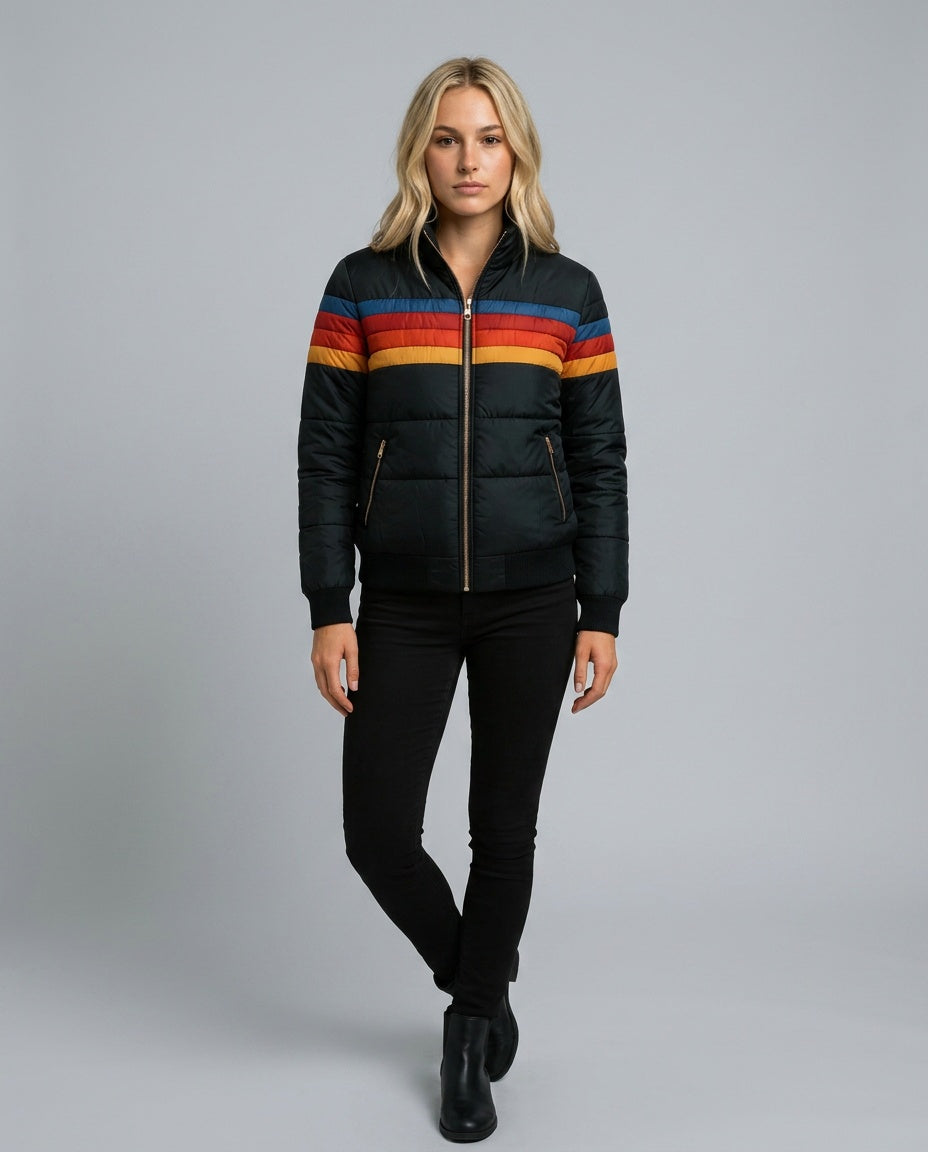 Gemma | Retro Striped Hooded Puffer Jacket