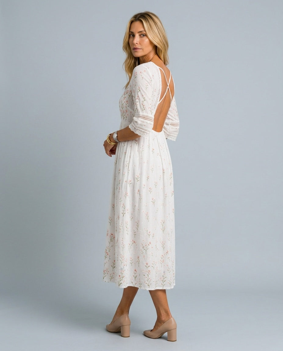 Juliette | Floral Print Pocket Midi Dress