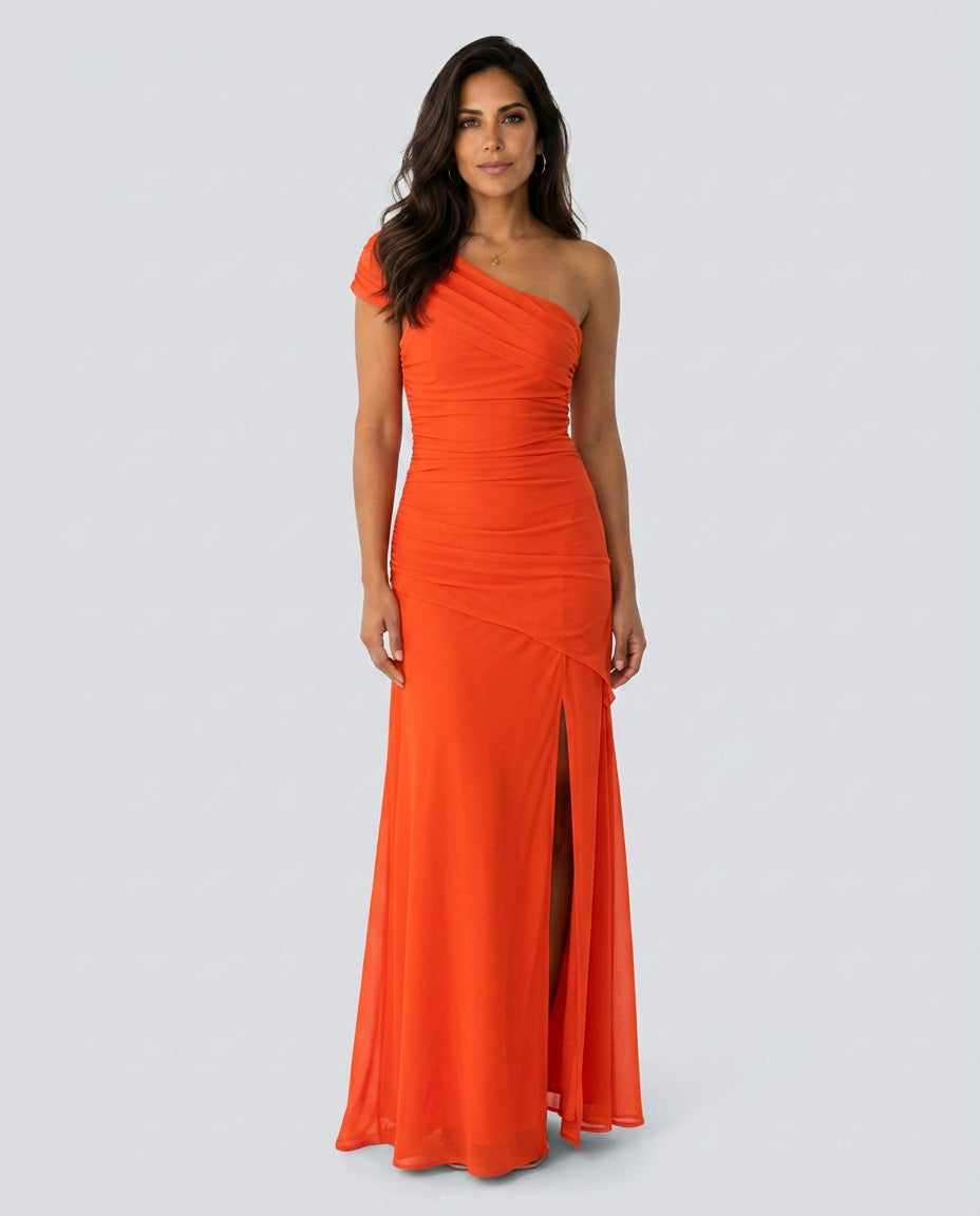 Anouk | Asymmetric Ruched Maxi Dress