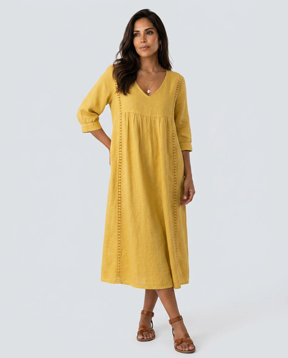 Martha | Patchwork Lace Trim Casual Maxi Dress