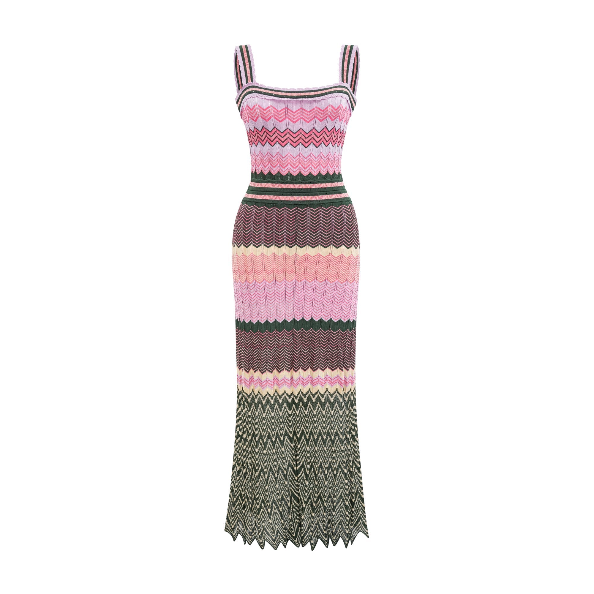 Una | Contrast-Colour Knitted Midi Dress
