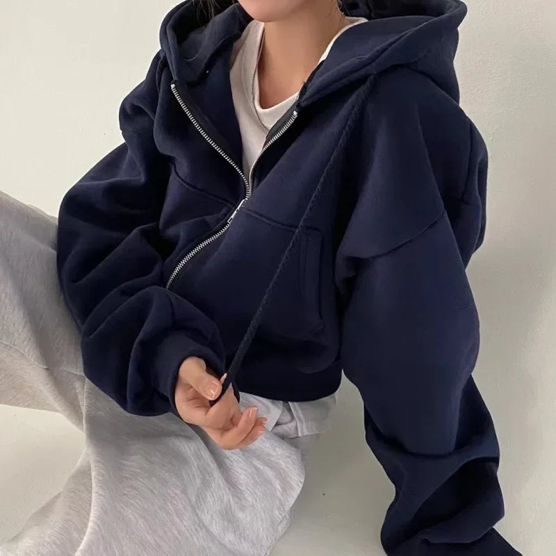 Wren | Cropped Zip-Up Hoodie