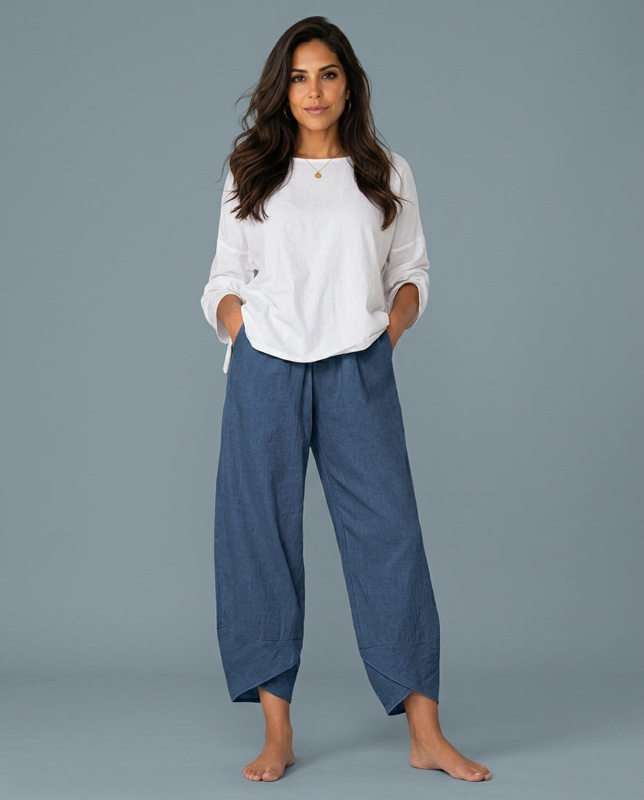 Noor | Relaxed Cropped Linen-Blend Trousers