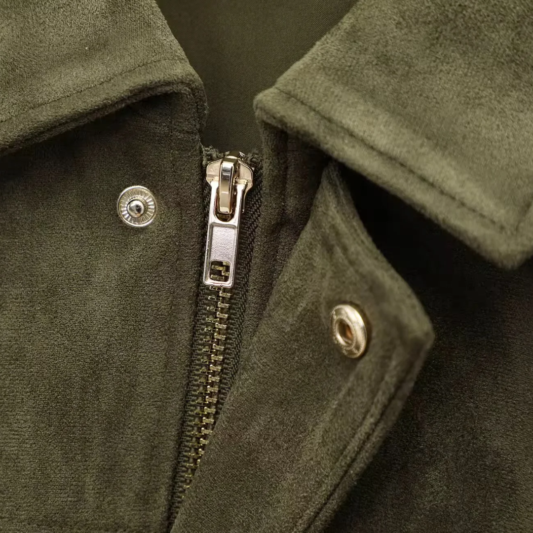 Ruby | Oversized Zip Front Faux Suede Jacket