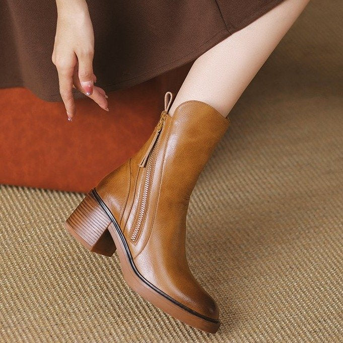 Bellora | Leather-Look Mid Calf Boots