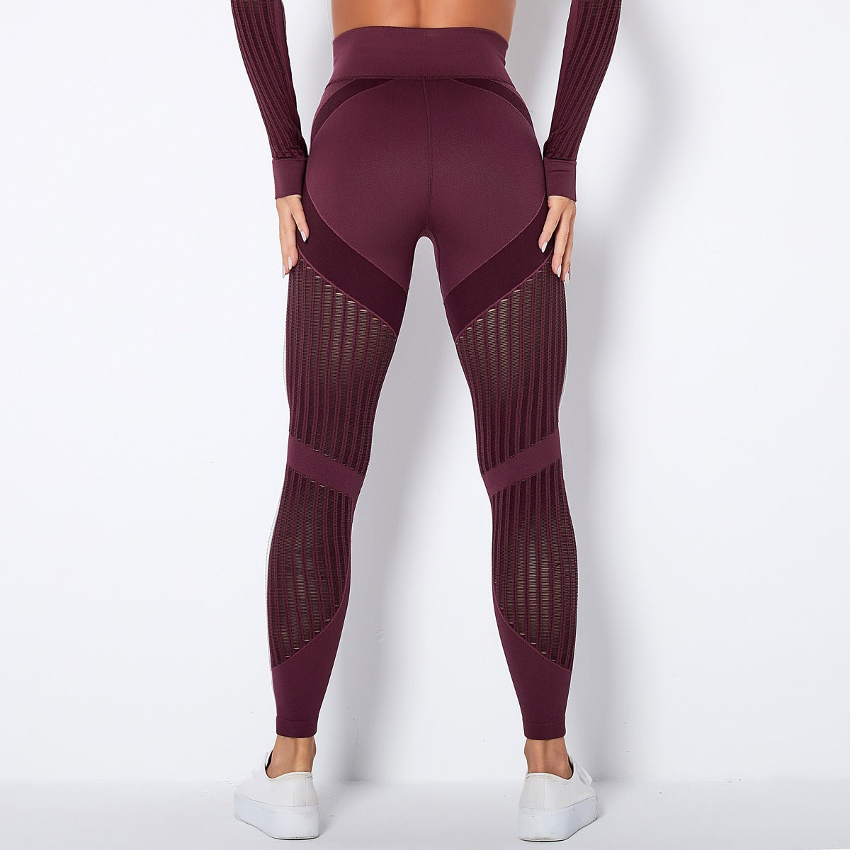 Cleona | High-Waist Mesh Panel Ankle Leggings