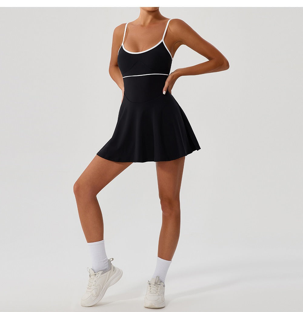 Valeria | Short Sleeve Fit-and-Flare Athletic Midi Dress