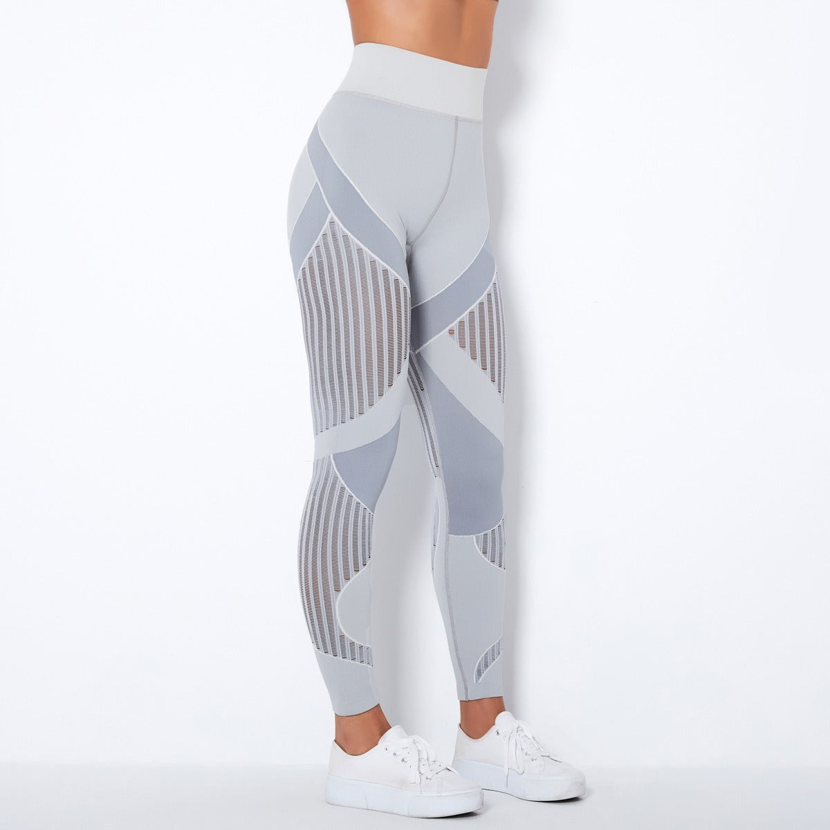 Cleona | High-Waist Mesh Panel Ankle Leggings