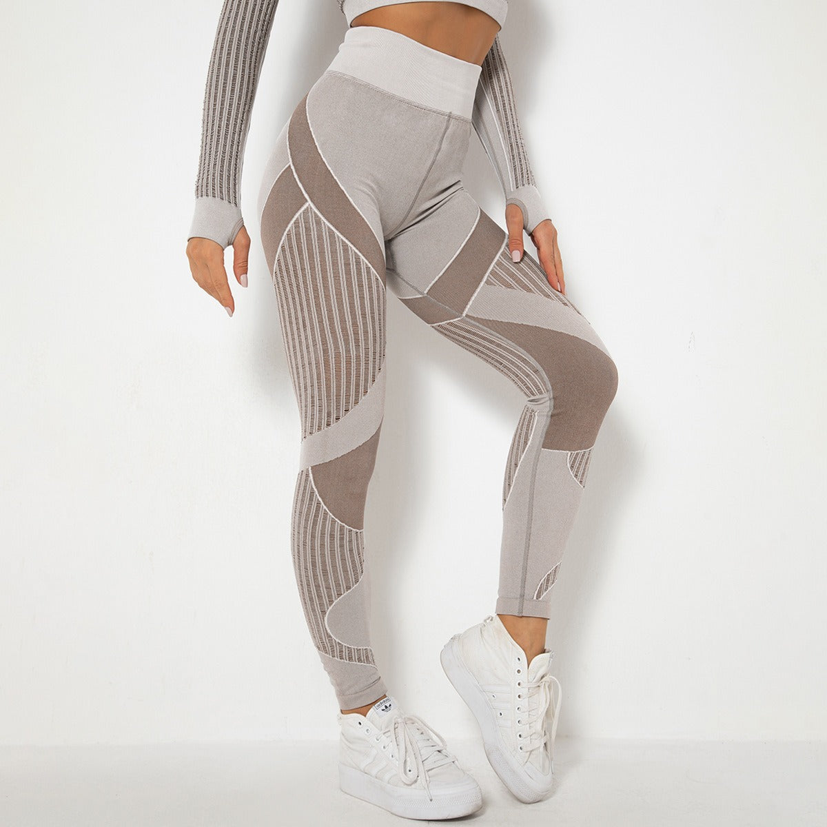 Cleona | High-Waist Mesh Panel Ankle Leggings